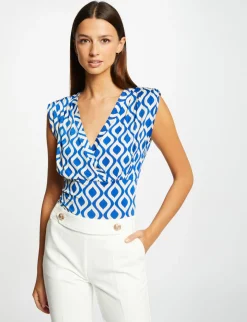 Tops Et T-Shirts>Morgan T-Shirt Imprime Geometrique Bleu Electrique Femme | Bleu_Electrique