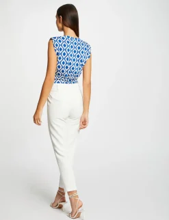 Tops Et T-Shirts>Morgan T-Shirt Imprime Geometrique Bleu Electrique Femme | Bleu_Electrique