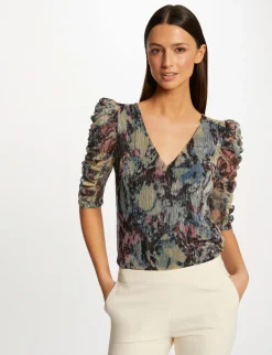 Tops Et T-Shirts>Morgan T-Shirt Manches 3/4 Imprime Abstrait Femme | Multico