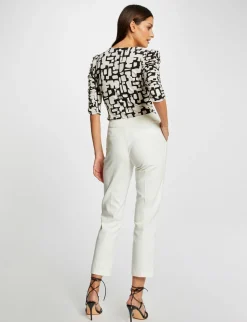 Tops Et T-Shirts>Morgan T-Shirt Manches 3/4 Imprime Geometrique Femme | Ecru