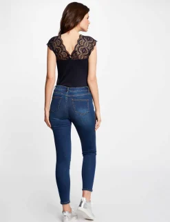Tops Et T-Shirts>Morgan T-Shirt Manches Courtes A Dentelle Femme | Marine