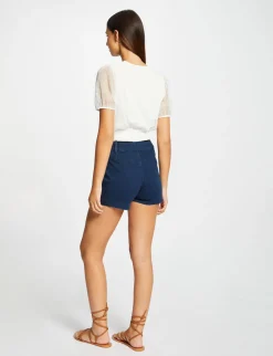 Tops Et T-Shirts>Morgan T-Shirt Manches Courtes A Dentelle Femme | Ecru