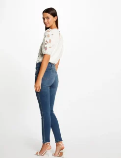 Tops Et T-Shirts>Morgan T-Shirt Manches Courtes A Details Brodes Femme | Ecru