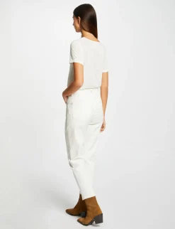 Tops Et T-Shirts>Morgan T-Shirt Manches Courtes A Col En V Femme | Ecru