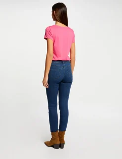 Tops Et T-Shirts>Morgan T-Shirt Manches Courtes A Inscription Femme | Fuchsia