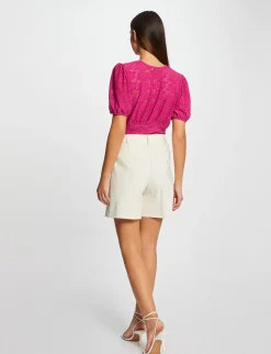 Tops Et T-Shirts>Morgan T-Shirt Manches Courtes A Broderie Femme | Framboise