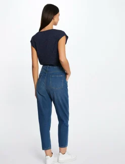 Tops Et T-Shirts>Morgan T-Shirt Manches Courtes A Col En V Femme | Marine