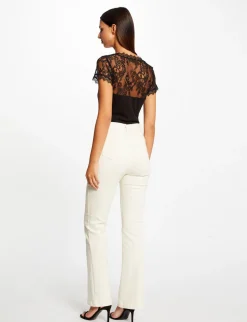 Tops Et T-Shirts>Morgan T-Shirt Manches Courtes A Dentelle Femme | Noir