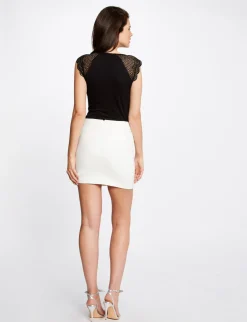 Tops Et T-Shirts>Morgan T-Shirt Manches Courtes A Dentelle Femme | Noir