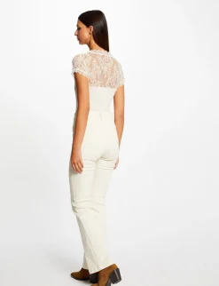 Tops Et T-Shirts>Morgan T-Shirt Manches Courtes A Dentelle Femme | Ecru