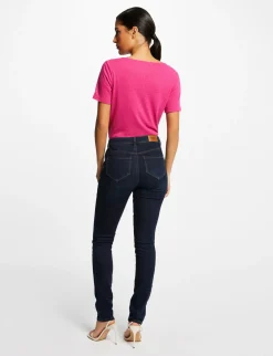 Tops Et T-Shirts>Morgan T-Shirt Manches Courtes A Details Bijoux Rose Fonce Femme | Rose_Fonce
