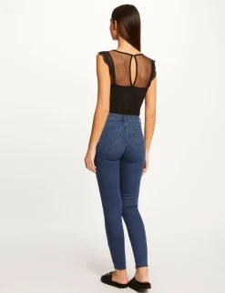 Tops Et T-Shirts>Morgan T-Shirt Manches Courtes Avec Dentelle Femme | Noir