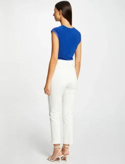 Tops Et T-Shirts>Morgan T-Shirt Manches Courtes Avec Noeud Bleu Electrique Femme | Bleu_Electrique
