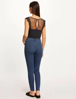 Tops Et T-Shirts>Morgan T-Shirt Manches Courtes Avec Dentelle Femme | Marine