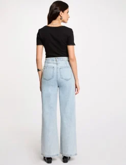 Tops Et T-Shirts>Morgan T-Shirt Manches Courtes Cotele Femme | Noir