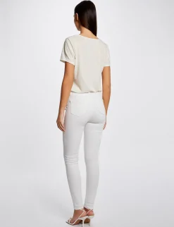 Tops Et T-Shirts>Morgan T-Shirt Manches Courtes Col En V Femme | Ecru
