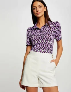 Tops Et T-Shirts>Morgan T-Shirt Manches Courtes Col Polo Imprime Femme | Multico