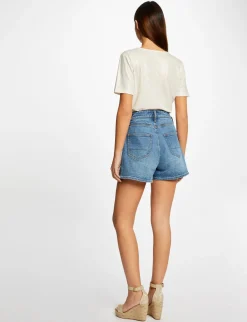 Tops Et T-Shirts>Morgan T-Shirt Manches Courtes Col En V Femme | Ecru