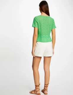 Tops Et T-Shirts>Morgan T-Shirt Manches Courtes En Dentelle Femme | Vert