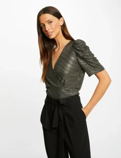 Tops Et T-Shirts>Morgan T-Shirt Manches Courtes Fils Metallises Femme | Dore