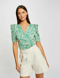 Tops Et T-Shirts>Morgan T-Shirt Manches Courtes Fronce Imprime Femme | Multico