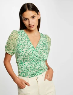 Tops Et T-Shirts>Morgan T-Shirt Manches Courtes Imprime Abstrait Femme | Vert