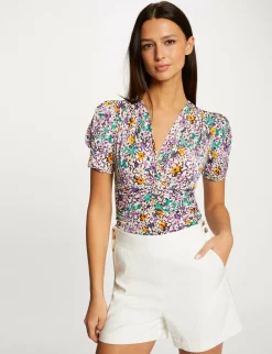 Tops Et T-Shirts>Morgan T-Shirt Manches Courtes Imprime Floral Femme | Multico