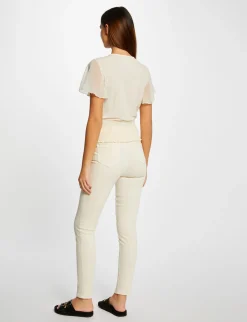 Tops Et T-Shirts>Morgan T-Shirt Manches Courtes Smocke Ecru Moyen Femme | Ecru_Moyen