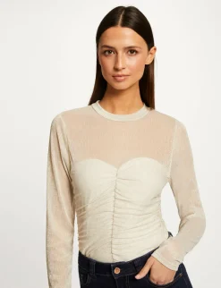 Tops Et T-Shirts>Morgan T-Shirt Manches Longues A Fronces Femme | Ivoire
