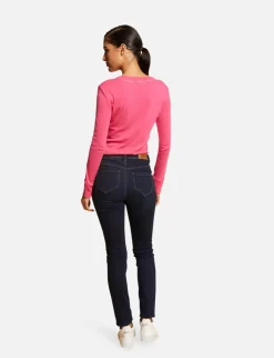 Tops Et T-Shirts>Morgan T-Shirt Manches Longues Avec Col En V Femme | Fuchsia