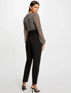 Tops Et T-Shirts>Morgan T-Shirt Manches Longues Imprime A Pois Femme | Noir