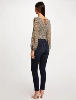 Tops Et T-Shirts>Morgan T-Shirt Manches Longues Smocke Imprime Femme | Multico