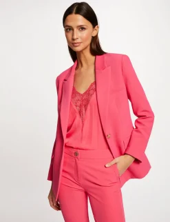 Vestes Et Blousons>Morgan Veste Cintree Col Crante A Revers Rose Moyen Femme | Rose_Moyen