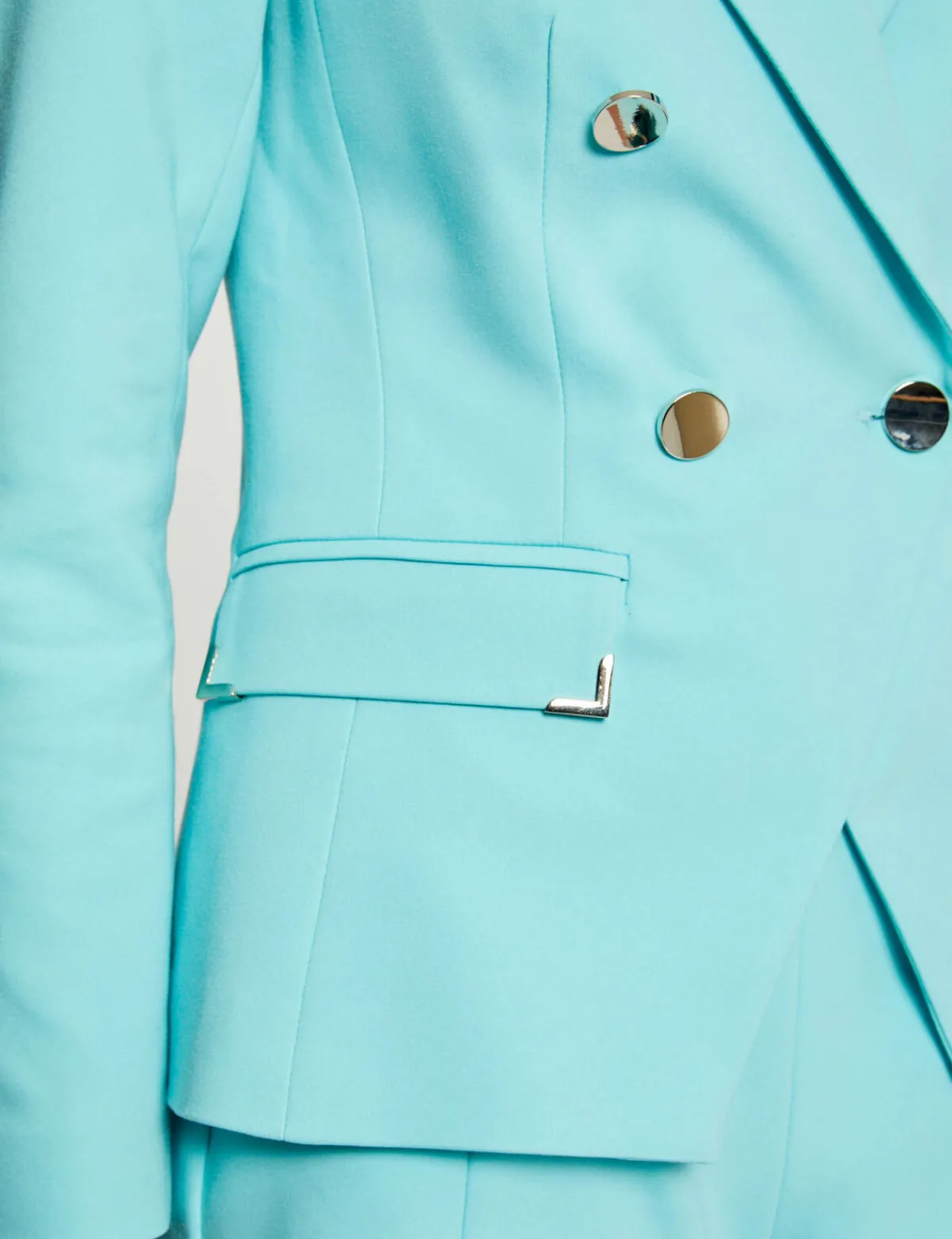 Ensembles Et Tailleurs>Morgan Veste City Cintree Ornements Metalliques Bleu Clair Femme | Bleu_Clair