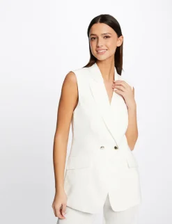 Vestes Et Blousons>Morgan Veste Droite Fluide Sans Manches Femme | Ecru