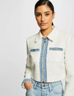 Vestes Et Blousons>Morgan Veste Droite Zippee Femme | Ecru