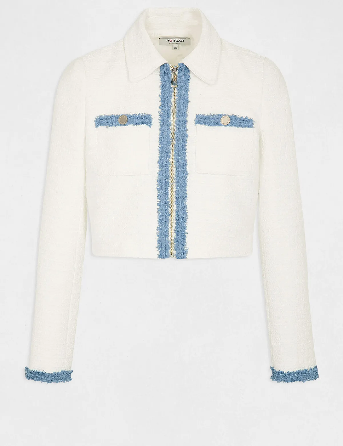 Vestes Et Blousons>Morgan Veste Droite Zippee Femme | Ecru