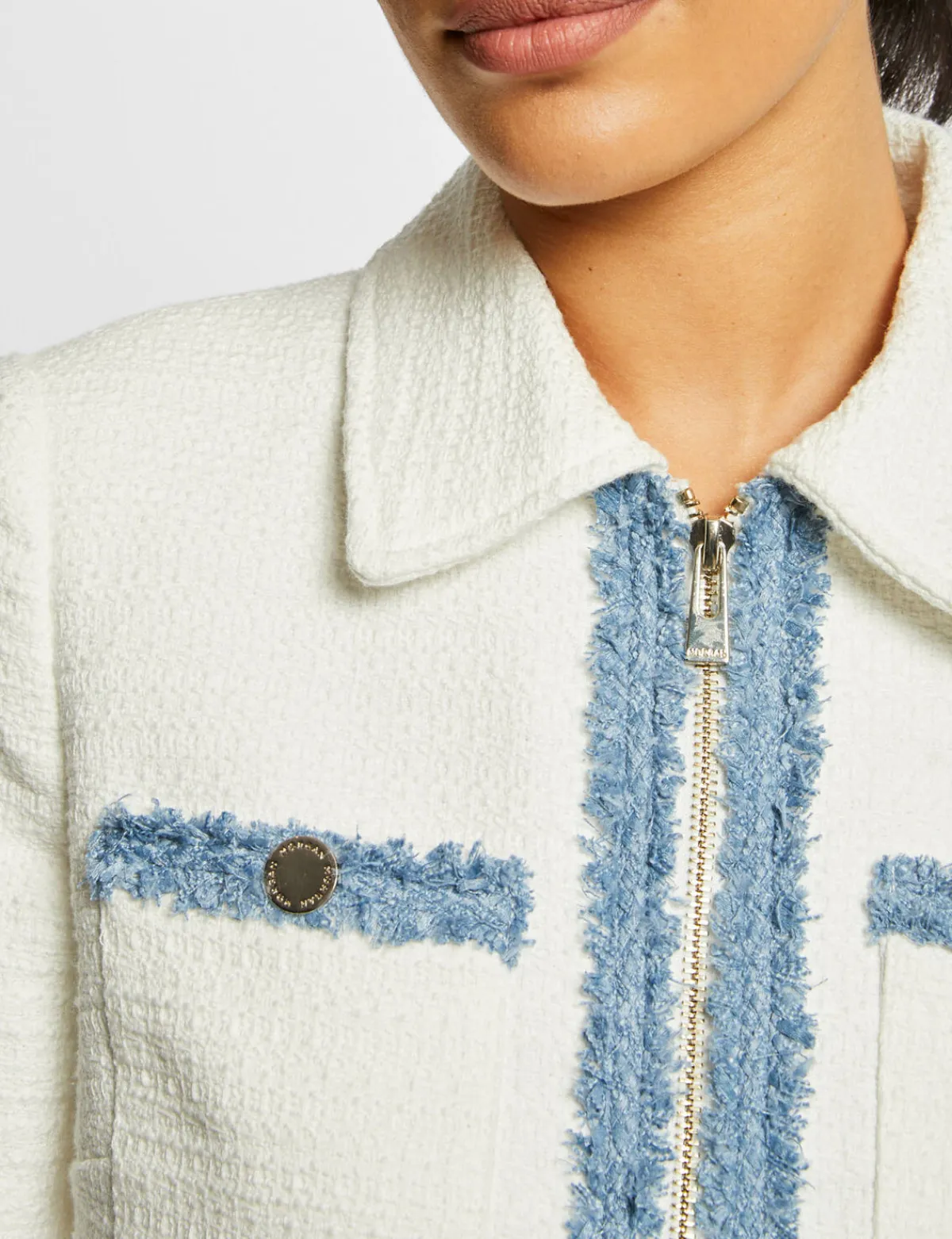 Vestes Et Blousons>Morgan Veste Droite Zippee Femme | Ecru