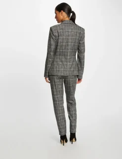 Ensembles Et Tailleurs>Morgan Veste Tailleur City Droite A Carreaux Gris Moyen Femme | Gris_Moyen