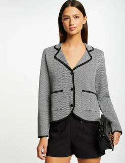 Gilets>Morgan Veste Tricot Imprime Chevron Femme | Noir