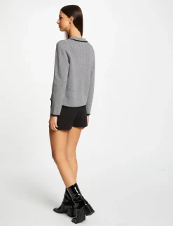Gilets>Morgan Veste Tricot Imprime Chevron Femme | Noir